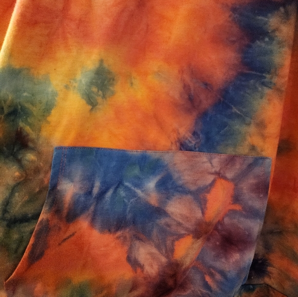 Bright lightweight tie-dyed sweatshirt with kangaroo pocket in front. - Picture 2 of 2
